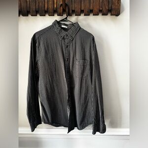 J. Crew Men's Black and Gray Seersucker Shirt